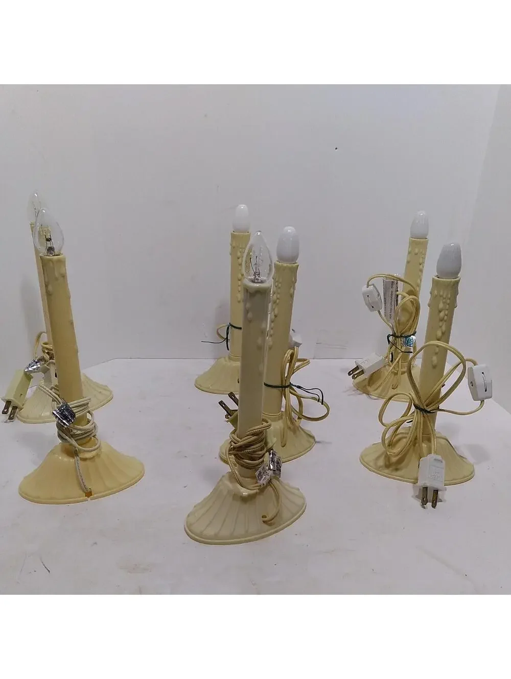 Vintage Christmas Window Single Plastic Wax Drip Candle Candolier Lot Of 7